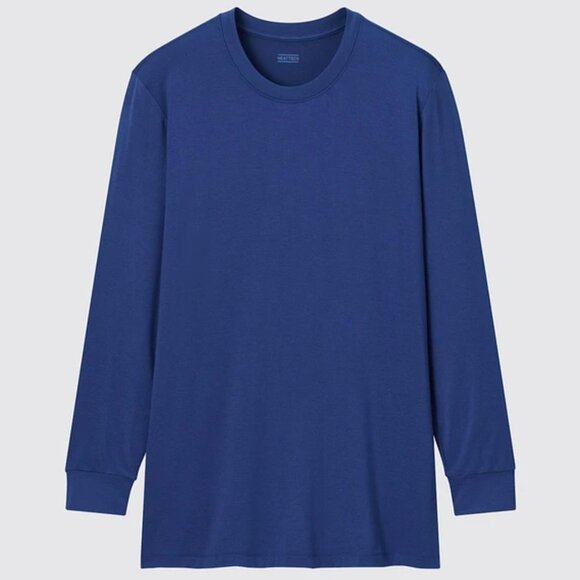 Uniqlo Heattech Lightweight Base Layer Long Sleeve Tee T-Shirt Top, M, Blue - Picture 1 of 7